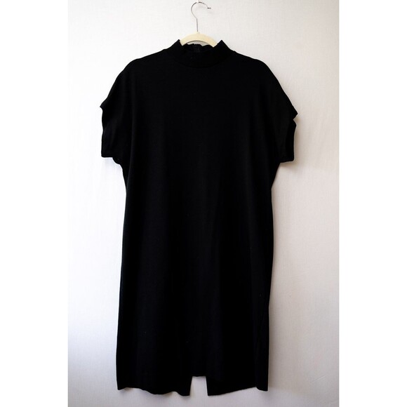 Vintage Around Town black short sleeve dress mock neck 10 short midi - Picture 1 of 5
